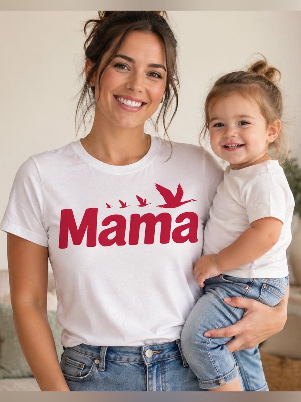 Mama Short-Sleeve Graphic Tee in White and Red